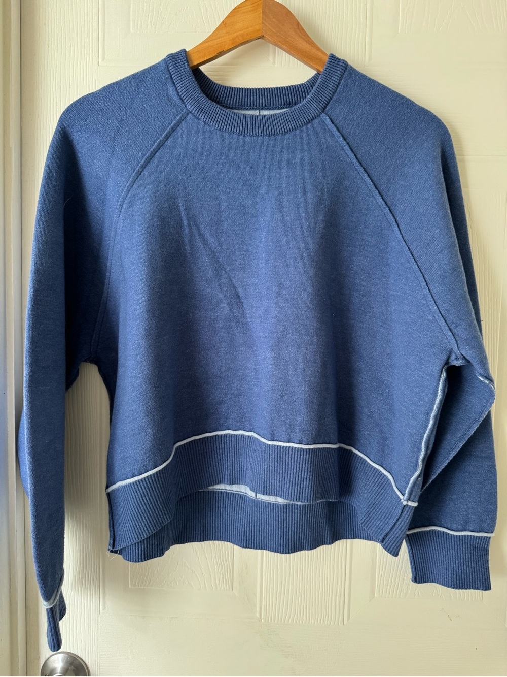 Pilcro Slate Blue Crewneck Sweatshirt with Contrast Trim